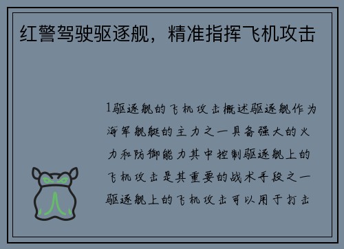 红警驾驶驱逐舰，精准指挥飞机攻击